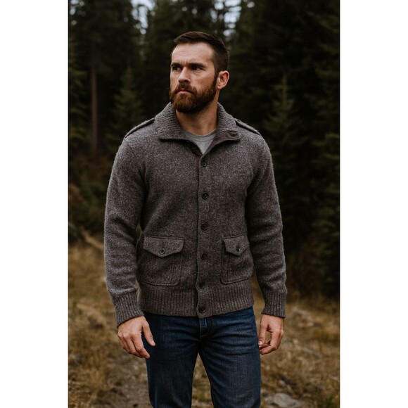 Vintage Gap Mens Wool Military Epaulet Button Front Gray Casual Sweater Jacket L - Picture 3 of 9